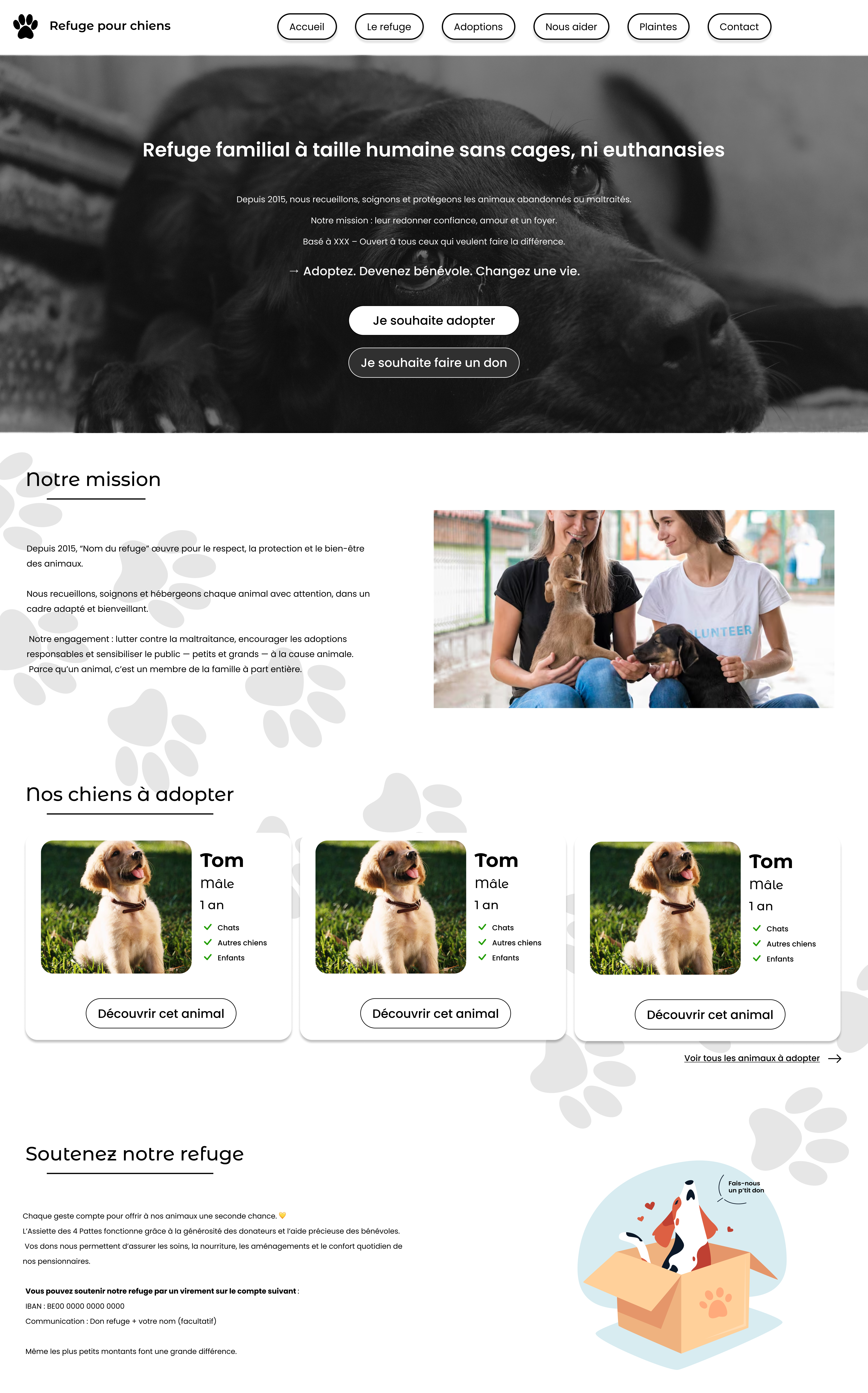 Mockup du site du refuge pour chiens